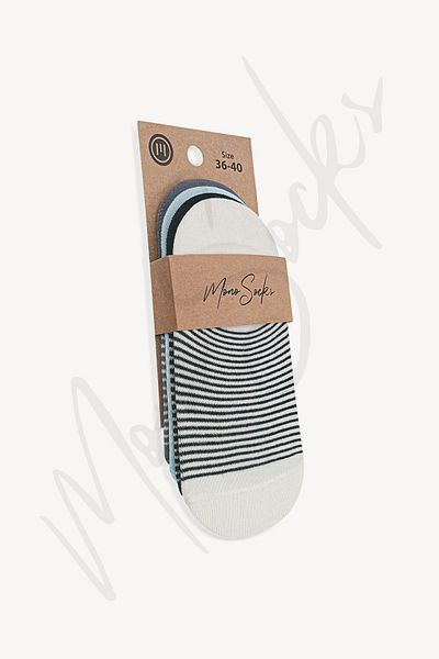 Mono Socks 4 Συσκευασία Αόρατα Sneakers Ριγέ Κάλτσες