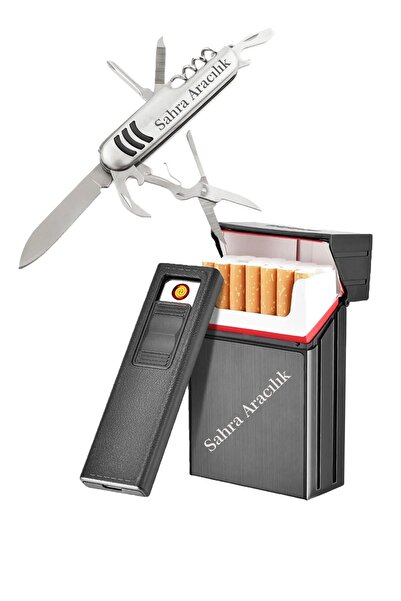 tusah Usb Şarjlı Elektronik Çakmak Taşınabilir Muhafaza Kutusu Kişiye Özel 7 Li