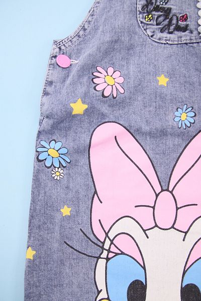 Lindakids Rochie de blugi pentru fete cu imprimeu cu geantă suplimentară Gilet de blugi pentru fete