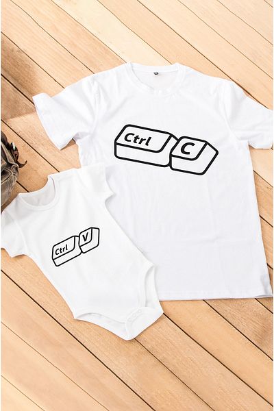 Hediyesepeti Αντίγραφο του μπαμπά Copy Paste Ανδρικό T-Shirt 6-9 μηνών Baby Body Combination - Father Son - Father Daughter