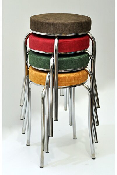 TABURECİM Tabure (4 ADET) Kromayaklı, Mina Kumaş, Metal Ahtapot Ayak Aygl-289