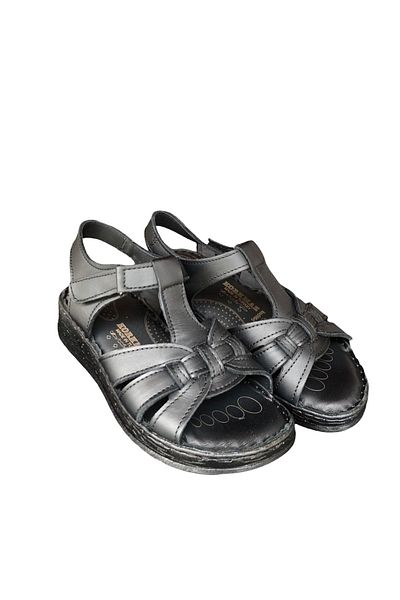 KORKMAZ Women's Flat Sole Genuine Leather Sandals