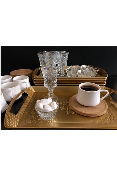 DİBA AVM Presented Cup Set 30 Pieces 6 Person Presented Porcelain Coffee Cup Set