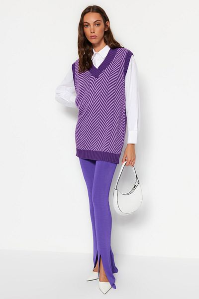 Trendyol Modest Pullover Weste - Lila - Figurbetont
