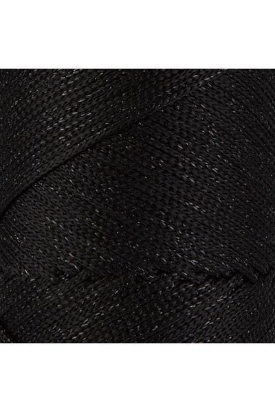 SENSY Premium Glitter 200 Gr Poliester Macrame Frânghie Negru 2 Mm - 230 M Frânghie pentru încărcător și ață pentru sac