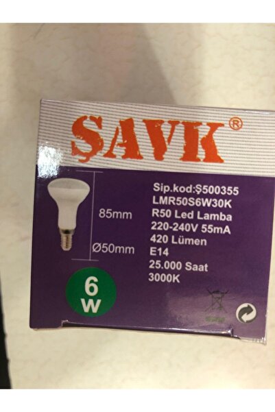 şavk 3 Adet R50 Led Spot 6w=35w 420 Lümen 3000 Kelvin Sarı