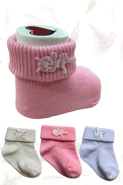 Akface Organic Cotton Newborn Baby Girl Socks with Bee Accessories