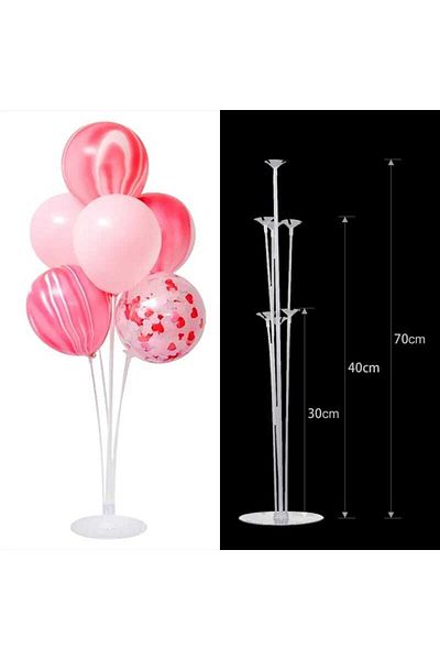 AUSVAR Balloon Stand 7-Piece Transparent Color Footed Balloon Stand