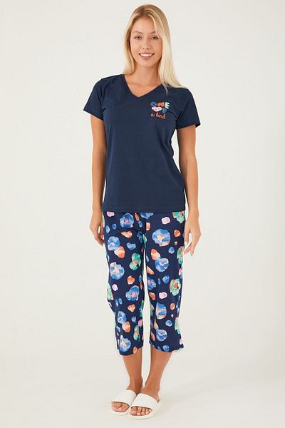 Arnetta Navy Blue Women's Capri Set