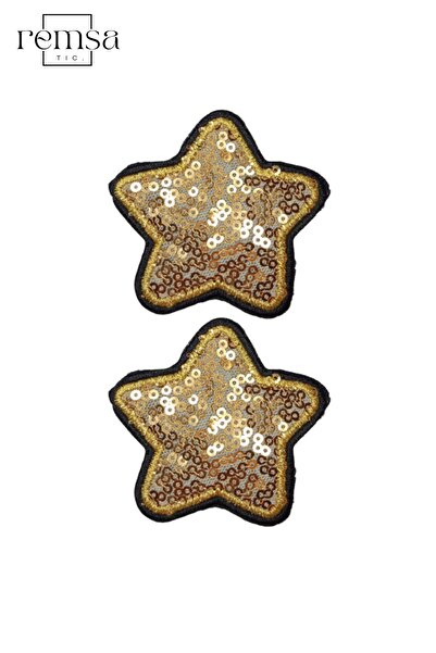 REMSATİC نموذج نجمة مزين بالترتر البيضاوي باللون الذهبي - رقعة تزوير لاصقة با...