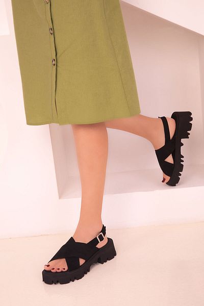 SOHO Black Suede Women's Sandals 18185