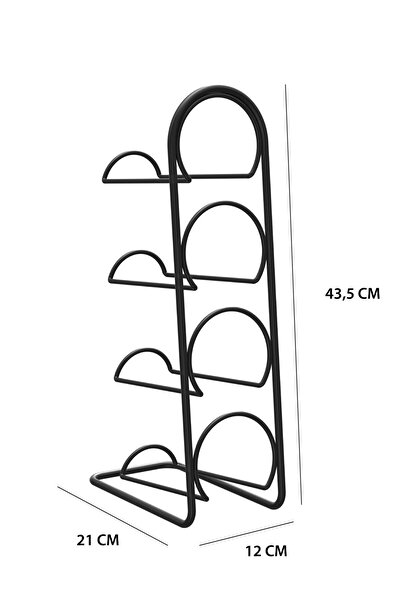 Teknotel METAL 4'LÜ ŞARAPLIK ŞİŞELİK ve YAĞLIK SİYAH MG024