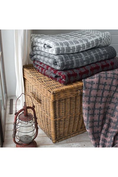 Betires Home Plaid Patterned Knitted Blanket Anthracite - Powder
