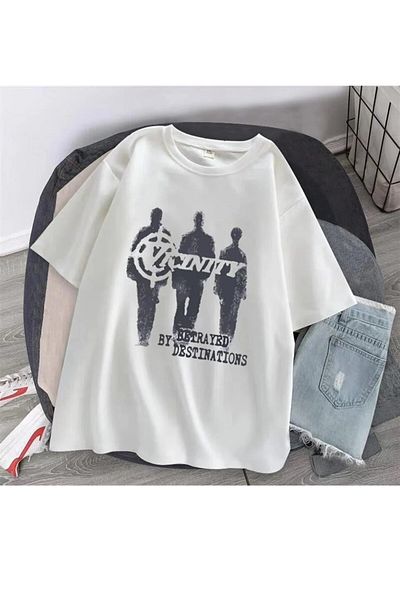 Touz Λευκό μπλουζάκι Unisex Oversize με στάμπα