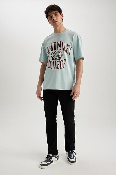 DeFacto Comfort Fit Crew λαιμόκοψη κοντό μανίκι 100% βαμβακερό T-shirt A2635ax23sm