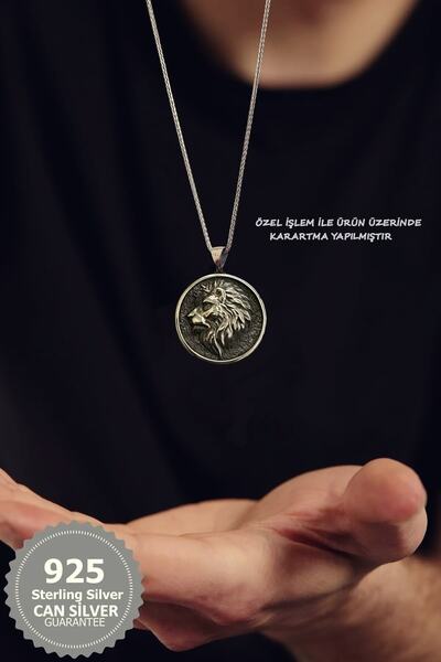 CAN SİLVER 925 Ayar Gümüş Özel Tasarım Aslan Erkek Kolye