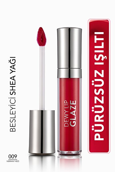 Flormar Besleyici Dudak Parlatıcısı (KIRMIZI) - Dewy Lip Glaze - 009 Vibrant Red - 8690604618712