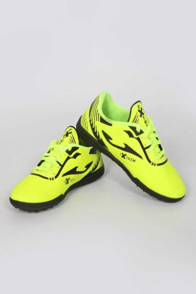 DÜNYA MAĞAZA Genç Erkek Çocuk Yeni Extrem Yeşil Siyah Taban Renkli Küçük Dişli Çim Halı Saha Ayakkabısı