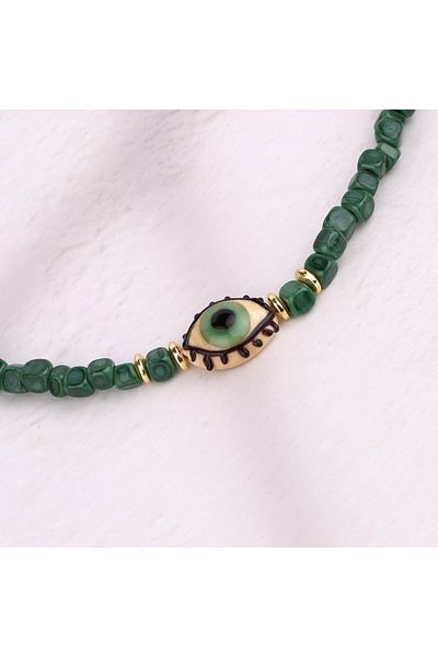 ADAMODART Murano Glass Beaded Eye Necklace - Green