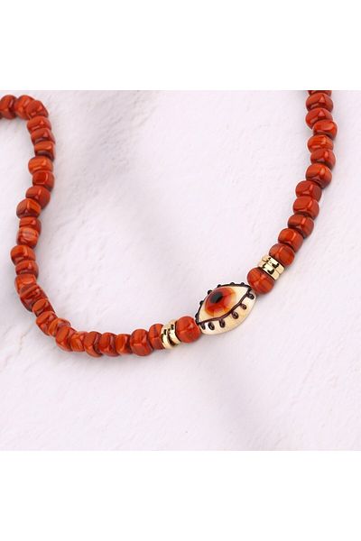 ADAMODART Murano Glass Beaded Eye Necklace - Brown