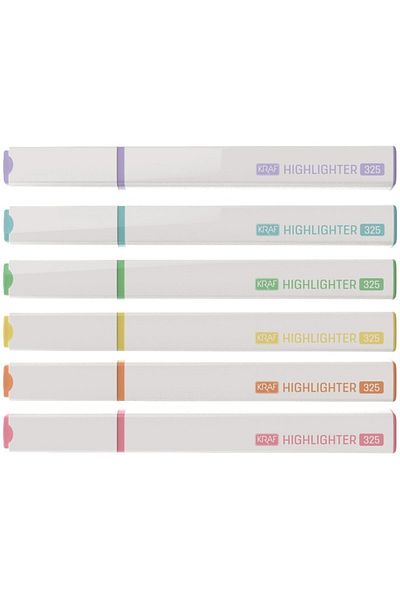 KRAF Pastel Highlighter Set (flat Body) - 6 Colors