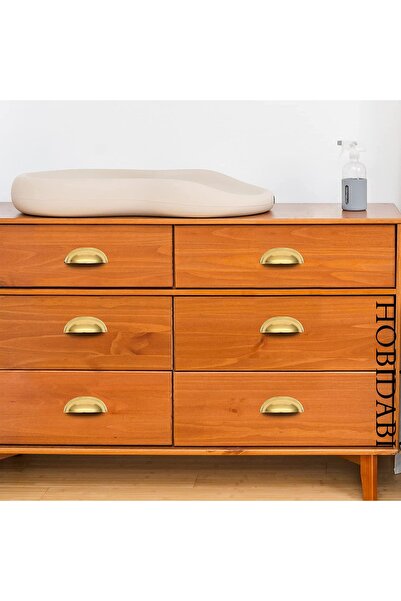 HOBİDABİ Altın Sarı Tas Mobilya Kulpu Midye Çanak 64 Mm 1 Adet Dolap Çekmece Vestiyer