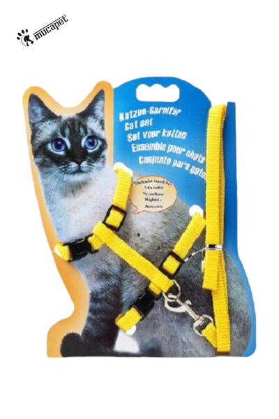 MUCAPET Kedi Göğüs Tasması Ve Gezdirme Seti No:116