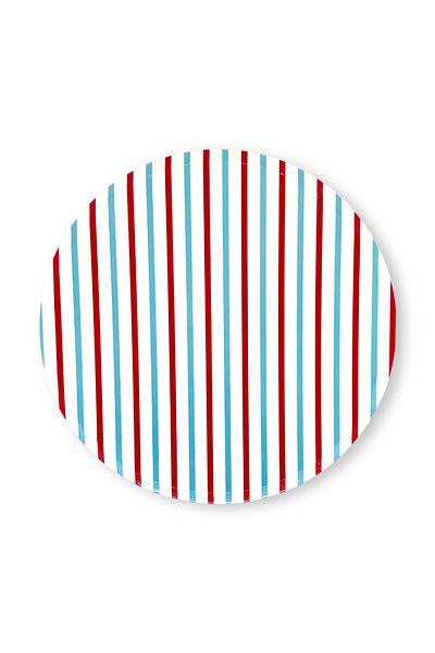 Mare Karnaval Blue-red Striped Cardboard Party Plate 8 Pieces-18cm