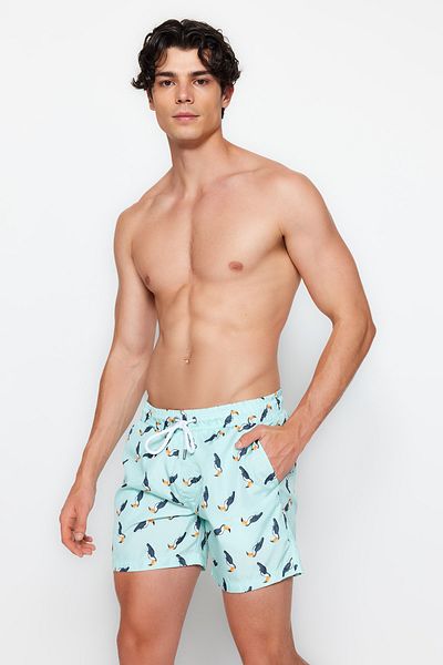 Trendyol Collection Blaue bedruckte Badeshorts in Standardgröße - TMNSS20DS0014