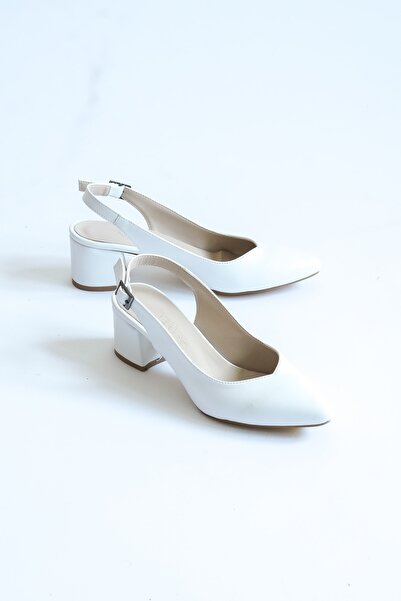 MRVN MERVINA Pantofi de damă cu toc alb de 5 cm