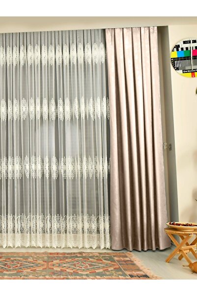 Cortibo Soft Background Curtain Light Beige Single Wing (PILLET-FREE)