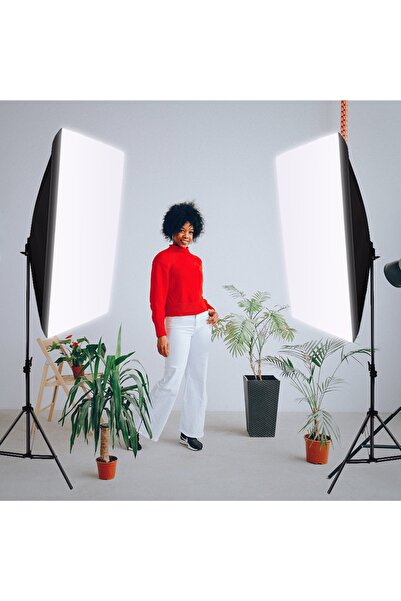 FototekFotograf 50x70cm Softbox 4 Duylu Ikili Sürekli Işık Seti Foto Video Ürün Çekim Makyaj 50x70 Softbox Çantalı