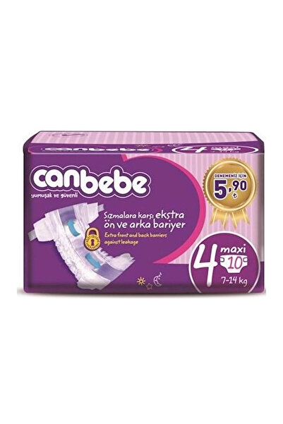 Canbebe Bebek Bezi Deneme 4 Beden Maxi 10 Adet