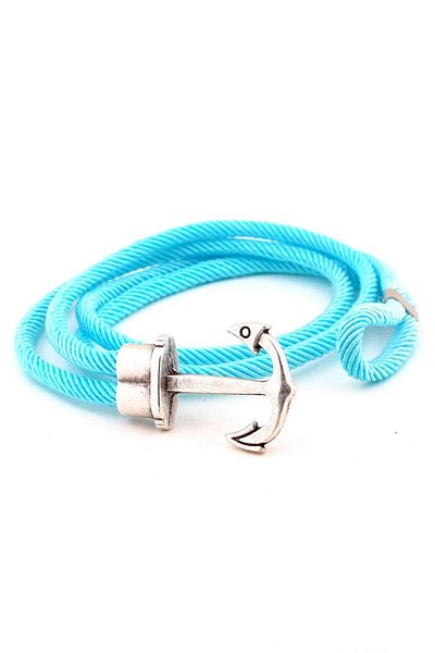 Solfera Men's Blue Color Wrap Large Anchor Sailor Bracelet Bt473