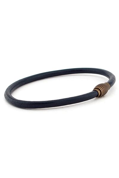 Solfera Men's Navy Blue Original Thin Leather Magnetic Clip Bracelet BT477