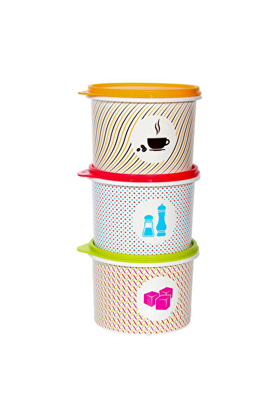 Tupperware Kahve Şeker Tuz Saklama Kabı 1.1 Litre X 3 Lü Set