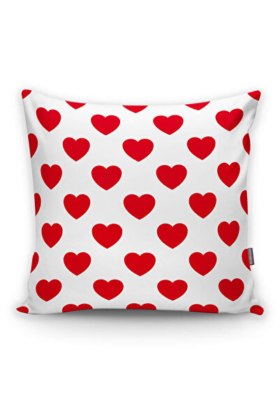 Realhomes Kalp Desen Dijital Baskılı Yastık Kırlent Kılıfı