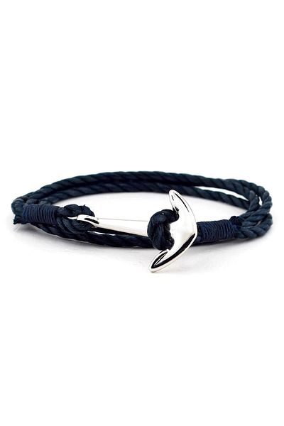 Solfera Men's Navy Blue Rope Three Row Anchor Sailor Bracelet BT444