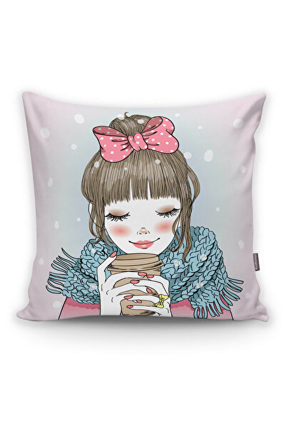 Realhomes Fashion Girl Dijital Baskılı Modern Yastık Kırlent Kılıfı