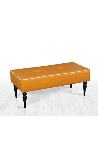 Lorencehome Lungo Deri Bench Puf(Turuncu)