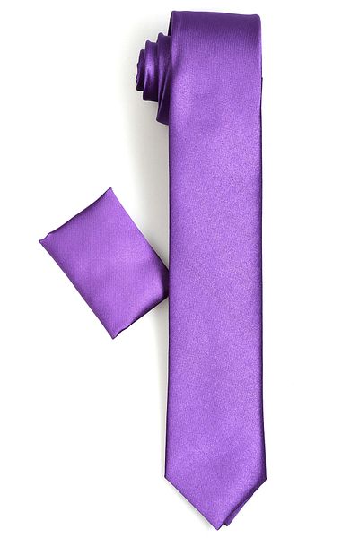 Varetta Men's Purple Slim Fit Narrow Cut Plain Handkerchief Tie