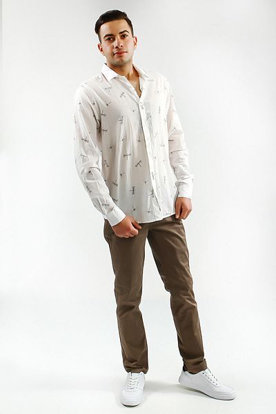 Collezione قميص رجالي أبيض، كم طويل - UCE541502A52