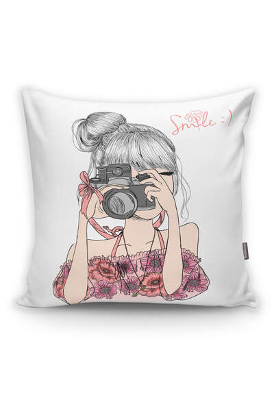 Realhomes Fashion Girl Dijital Baskılı Modern Yastık Kırlent Kılıfı