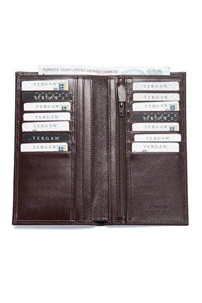 Tergan Ανδρικό πορτοφόλι από γνήσιο δέρμα καφέ S1CE00001293