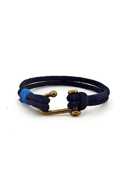 Solfera Men's Bronze Hooked Navy Blue Bracelet Bt328