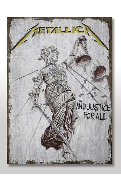 Cakatablo 50cmX70cm Ahşap Tablo Metallica And Justice For All Afiş