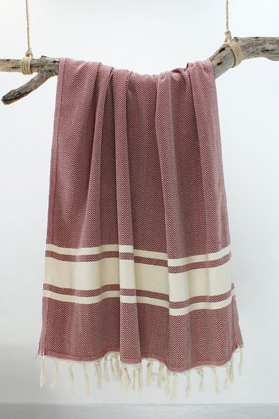 Bedinn Peshtemal Fishback Ριγέ Claret Red Pst255