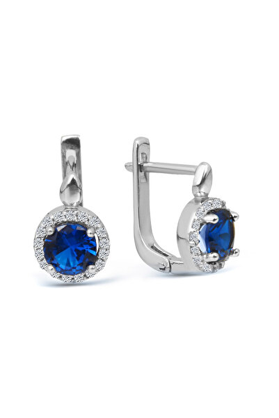 Argentum Concept 925 Ayar Gümüş Lacivert Taşlı Minimal Küpe - K023501