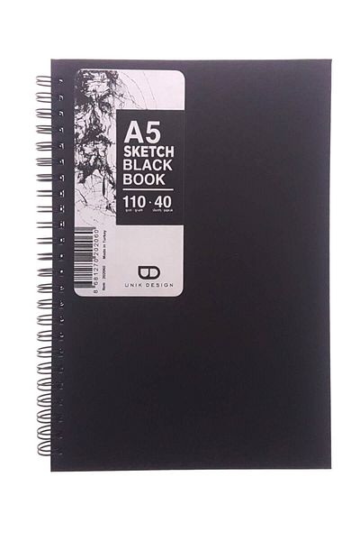 Unik Design Black Sketchbook 110gr. A5 - 40 Sheets