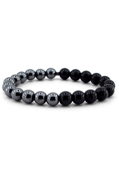 Solfera Men's Black Bracelet with Onix and Hematite Stone B426